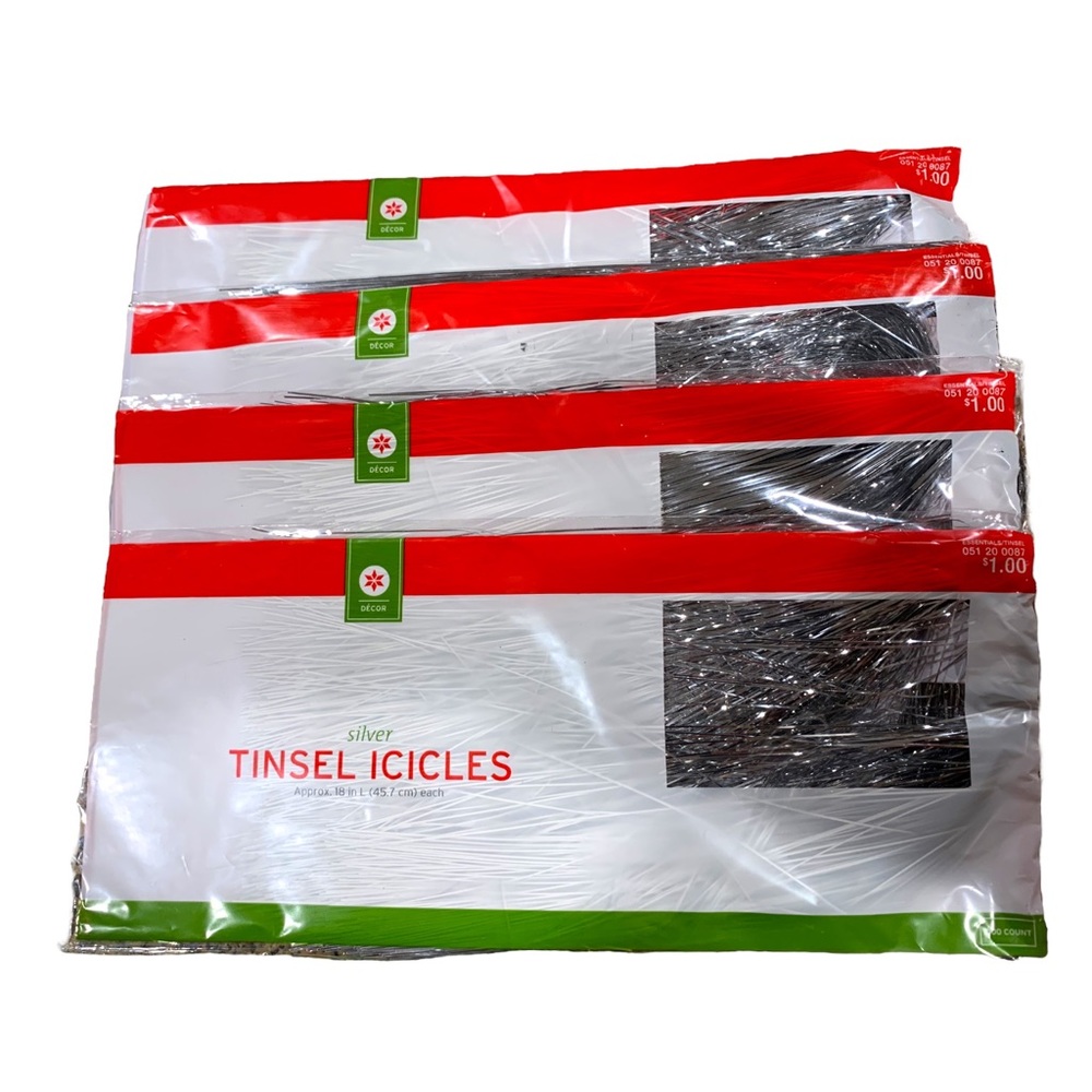 Tinsel Icicles Silver Christmas Retro Holiday 4 packages New